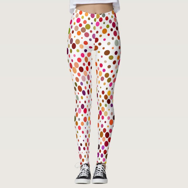 Farbenfrohe Regenbogen-Punkte Leggings (Vorderseite)