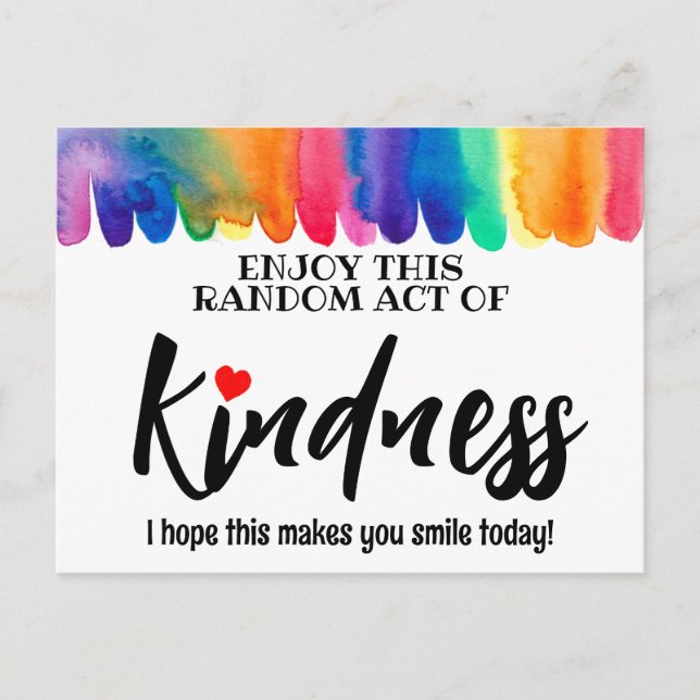 Farbenfrohe Regenbogen Random Act of Kindness Post Postkarte (Vorderseite)