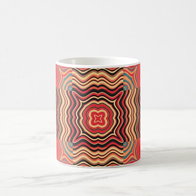 Farbenfrohe Regenbogen Retro Nahtloses Muster Squa Tasse (Mittel)