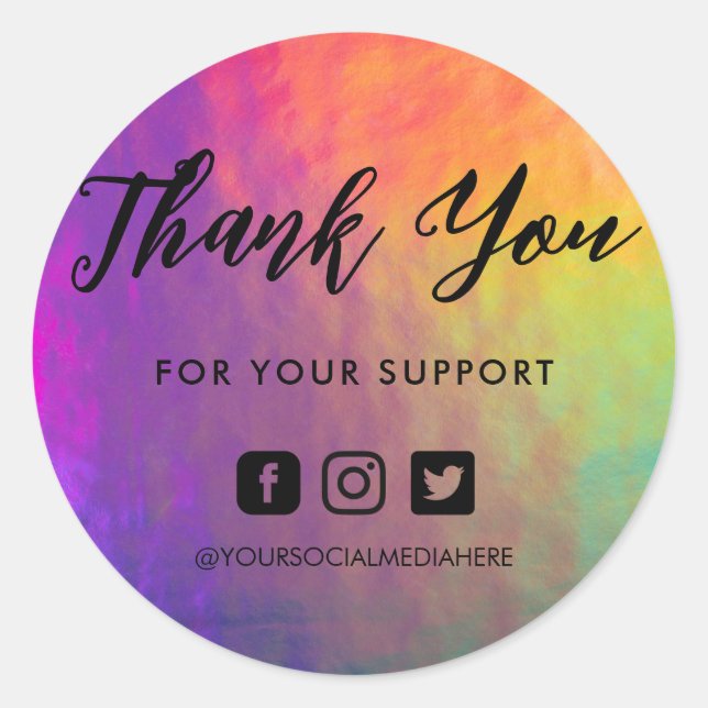 Farbenfrohe Regenbogen Rosa Orangefarbener Rundauf Runder Aufkleber (Vorderseite)