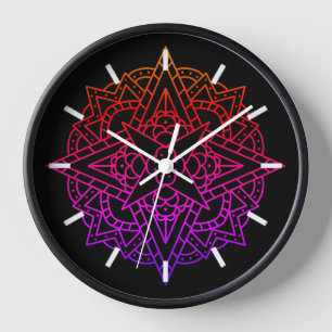 Farbenfrohe Regenbogen Simple Mandala Uhr