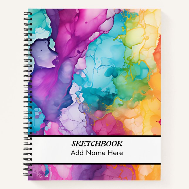 Farbenfrohe Regenbogen-Sketchbook Notizbuch (Vorderseite)