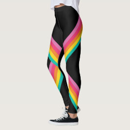 Farbenfrohe Regenbogen Streifen Band Design Schwar Leggings