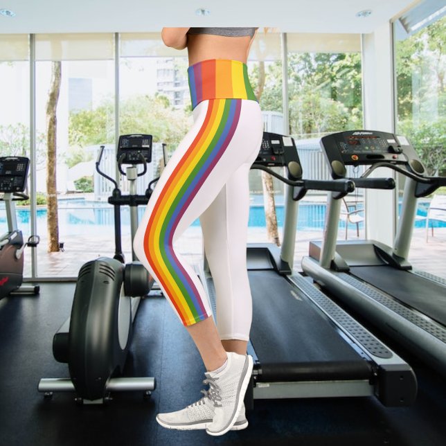 Farbenfrohe Regenbogen-Streifen Capri Leggings (Von Creator hochgeladen)