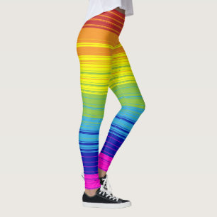 Farbenfrohe Regenbogen Streifen Kunstmuster Hinter Leggings
