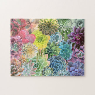 Farbenfrohe Regenbogen Sukkulentes Puzzle