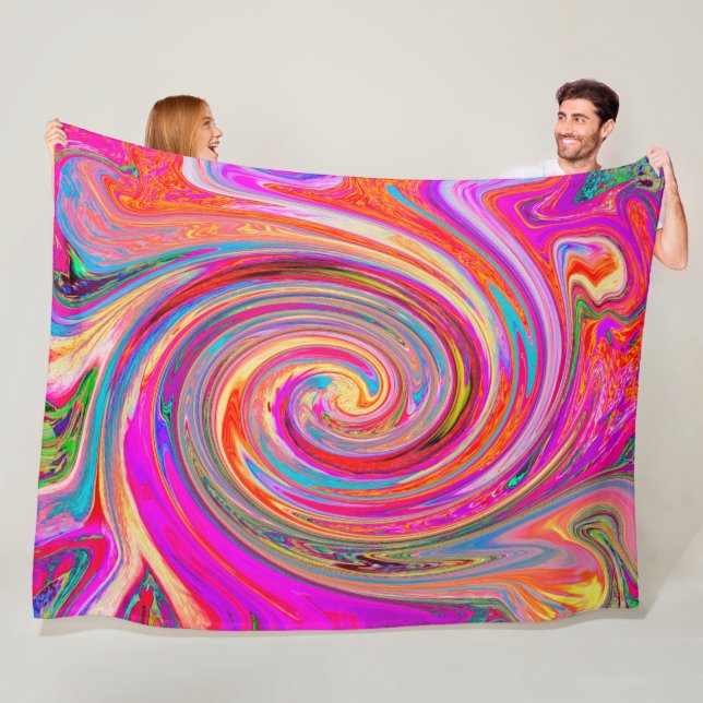 Farbenfrohe Regenbogen-Swirl Retro-Design Fleecedecke (Beispiel)