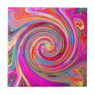Farbenfrohe Regenbogen-Swirl Retro-Design Fliese
