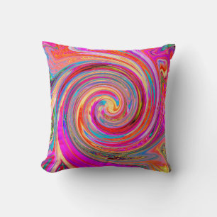 Farbenfrohe Regenbogen-Swirl Retro-Design Kissen