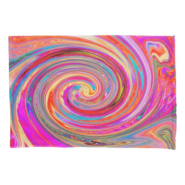 Farbenfrohe Regenbogen-Swirl Retro-Design Kissenbezug (Vorderseite)