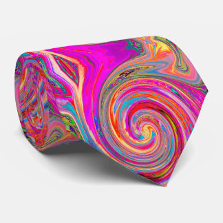 Farbenfrohe Regenbogen-Swirl Retro-Design Krawatte