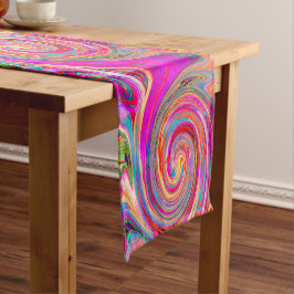 Farbenfrohe Regenbogen-Swirl Retro-Design Kurzer Tischläufer