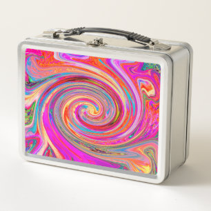 Farbenfrohe Regenbogen-Swirl Retro-Design Metall Brotdose