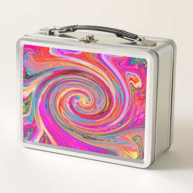 Farbenfrohe Regenbogen-Swirl Retro-Design Metall Brotdose (Vorderseite)