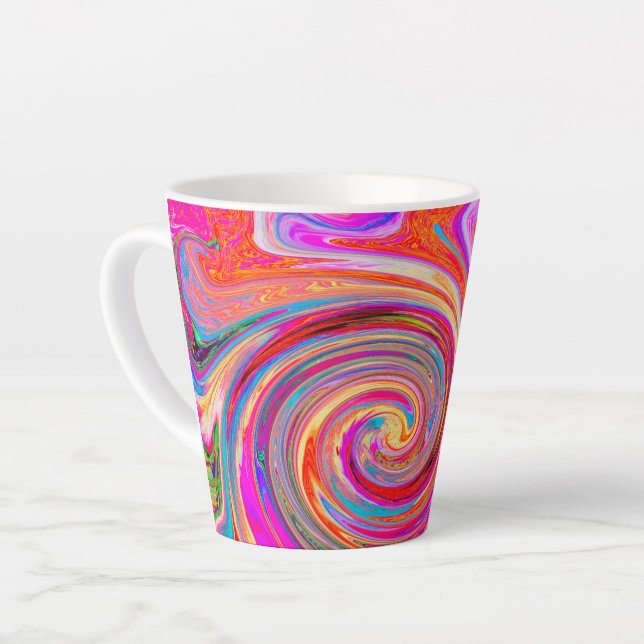 Farbenfrohe Regenbogen-Swirl Retro-Design Milchtasse (Linke Ecke)