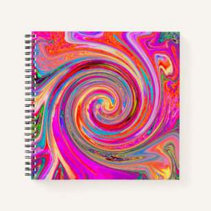 Farbenfrohe Regenbogen-Swirl Retro-Design Notizbuch