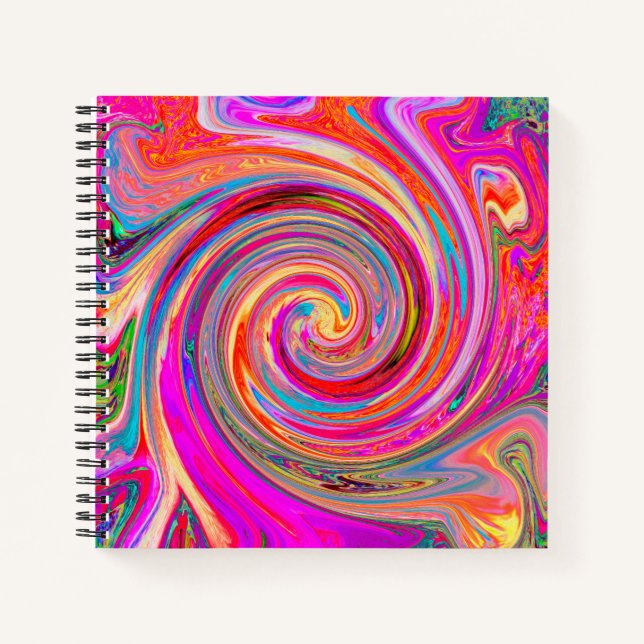 Farbenfrohe Regenbogen-Swirl Retro-Design Notizbuch (Vorderseite)