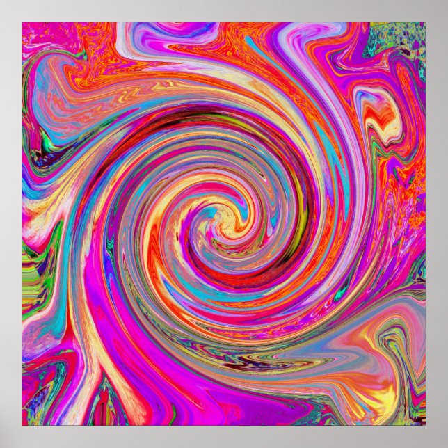 Farbenfrohe Regenbogen-Swirl Retro-Design Poster (Vorne)