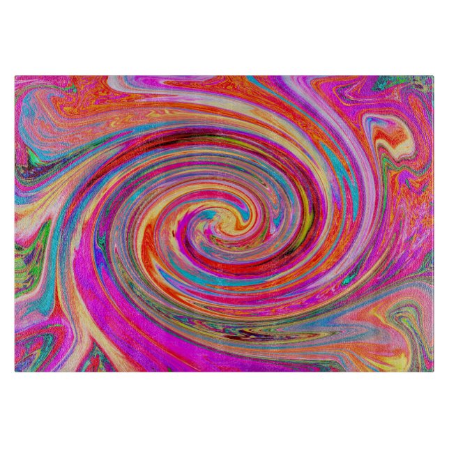 Farbenfrohe Regenbogen-Swirl Retro-Design Schneidebrett (Vorderseite)