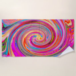 Farbenfrohe Regenbogen-Swirl Retro-Design Strandtuch