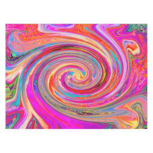 Farbenfrohe Regenbogen-Swirl Retro-Design Tischdecke