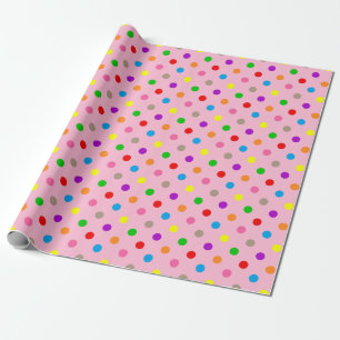 Farbenfrohe Regenbogen-Tupfen Rosa Geschenkpapier