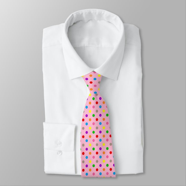 Farbenfrohe Regenbogen-Tupfen Rosa  Krawatte (Gebunden)