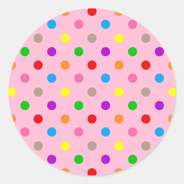 Farbenfrohe Regenbogen-Tupfen Rosa  Runder Aufkleber (Vorderseite)