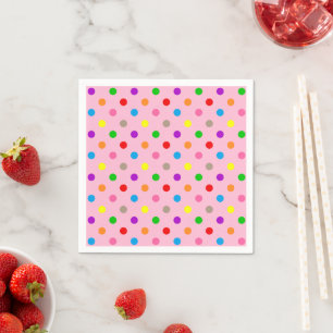 Farbenfrohe Regenbogen-Tupfen Rosa  Serviette