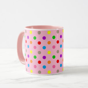 Farbenfrohe Regenbogen-Tupfen Rosa  Tasse