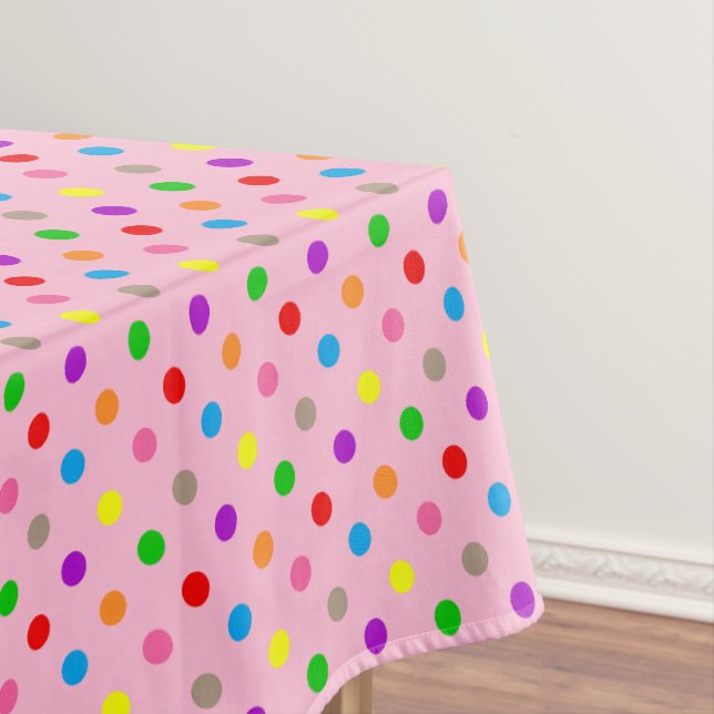 Farbenfrohe Regenbogen-Tupfen Rosa  Tischdecke (Beispiel)
