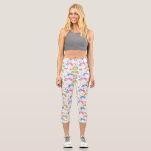 Farbenfrohe Regenbogen- und Baumstruktur Nahtloses Capri Leggings