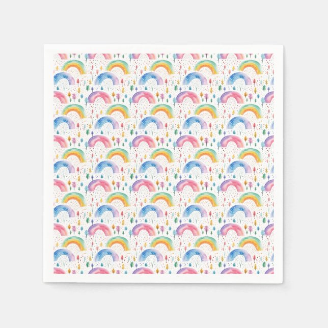 Farbenfrohe Regenbogen- und Baumstruktur Nahtloses Serviette (Vorderseite)