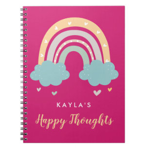 Farbenfrohe Regenbogen- und Hörmädchen, Personalis Notizblock