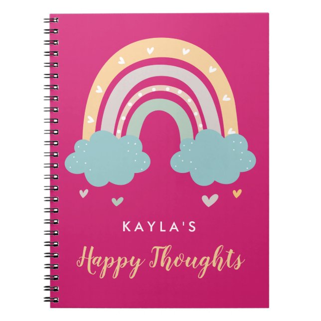 Farbenfrohe Regenbogen- und Hörmädchen, Personalis Notizblock (Vorderseite)
