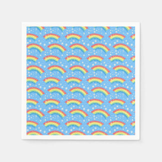 Farbenfrohe Regenbogen- und Schneeflockenmuster Serviette