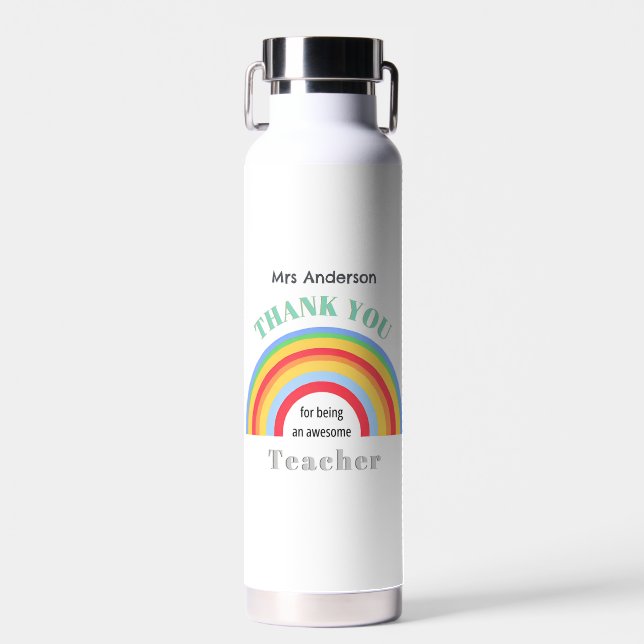 Farbenfrohe Regenbogen Vielen Dank Lehrer Wertschä Trinkflasche (Vorne)