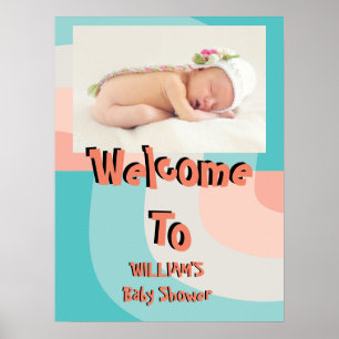 Farbenfrohe Regenbogen-Wellen-Abstrakt Baby Shower Poster