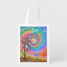 Farbenfrohe Regenbogen-Wildblumen Vögel Schmetterl