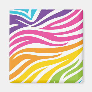 Farbenfrohe Regenbogen Zebra Muster Geschenke Magnet