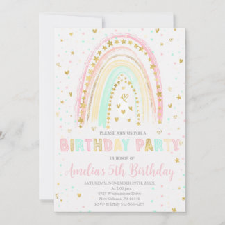 Farbenfrohe Regenbogen zum Geburtstag Einladung, R Einladung
