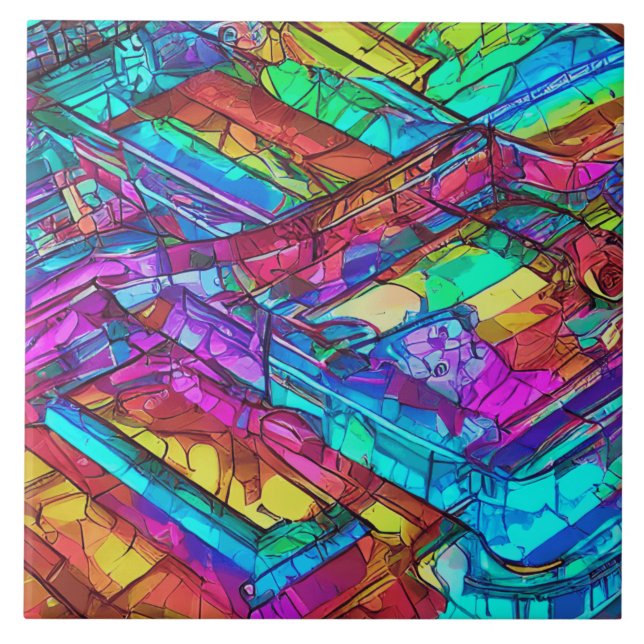 Farbenfrohe Regenbogenfarben Fliese (Vorderseite)