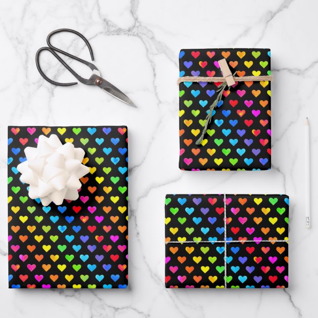 Farbenfrohe Regenbogenfarben Muster Stripmuster Geschenkpapier Set (Vorderseite)