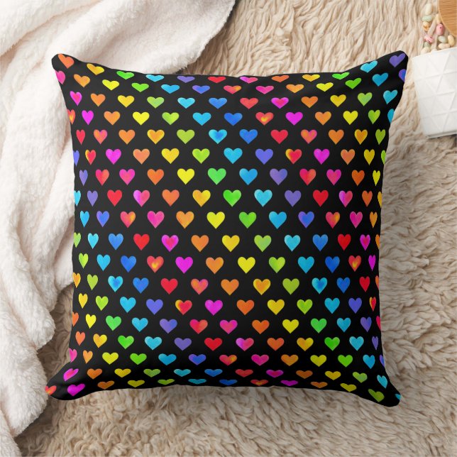 Farbenfrohe Regenbogenfarben Muster Stripmuster Kissen (Decke)