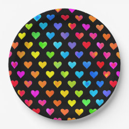 Farbenfrohe Regenbogenfarben Muster Stripmuster Pappteller