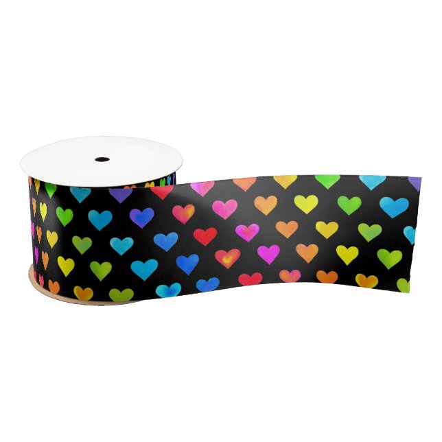 Farbenfrohe Regenbogenfarben Muster Stripmuster Satinband (Spule)