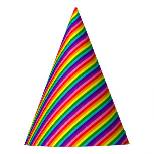Farbenfrohe Regenbogenfarben Streifen Muster LGBT  Partyhütchen