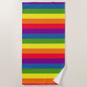 Farbenfrohe Regenbogenfarben Streifen Strandtuch
