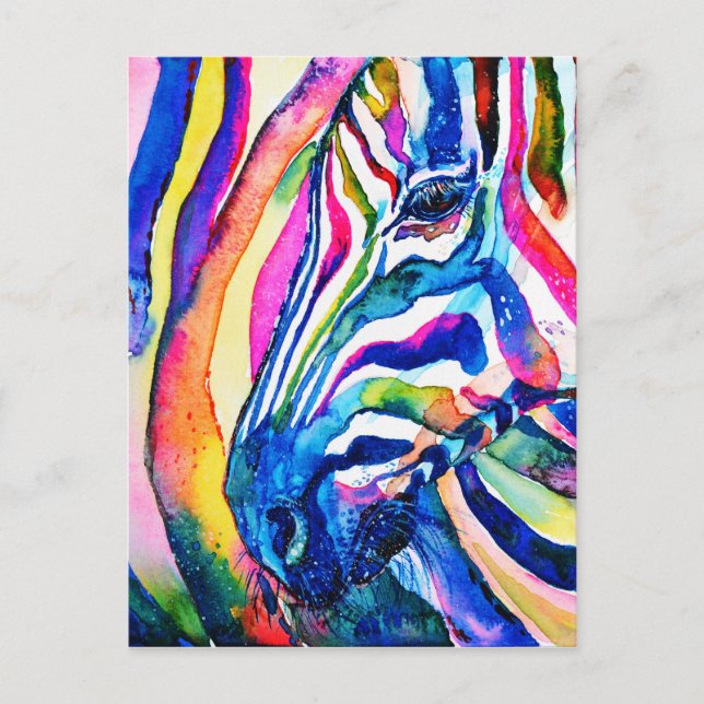 Farbenfrohe Regenbogenfarben Zebra Postkarte (Vorderseite)