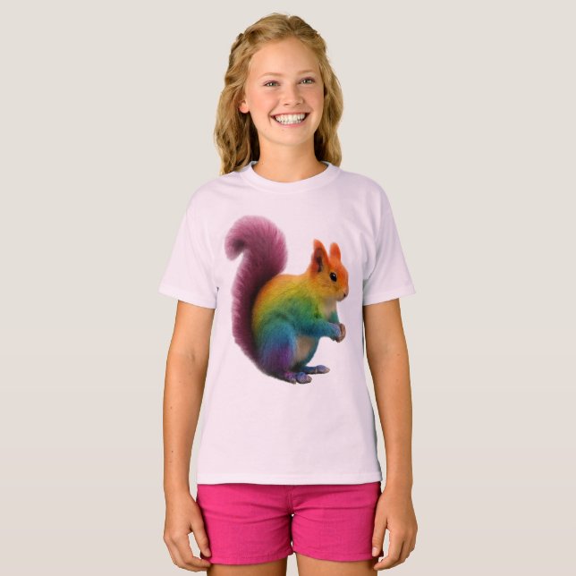 Farbenfrohe Regenbogenfellaufkleber T-Shirt (Vorne ganz)